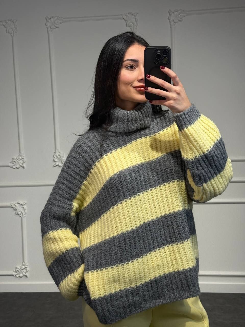 Maglione a righe collo alto - Dverso Fashion