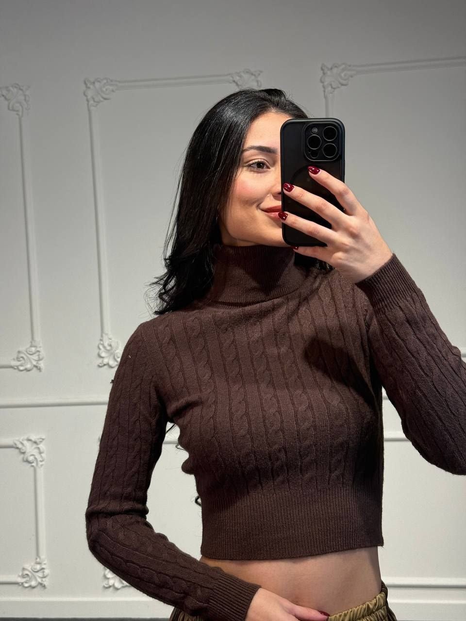 Maglione collo alto crop - Dverso Fashion