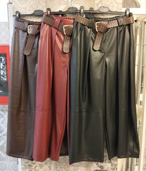 pantalone ballon in pelle con cintura - Dverso Fashion