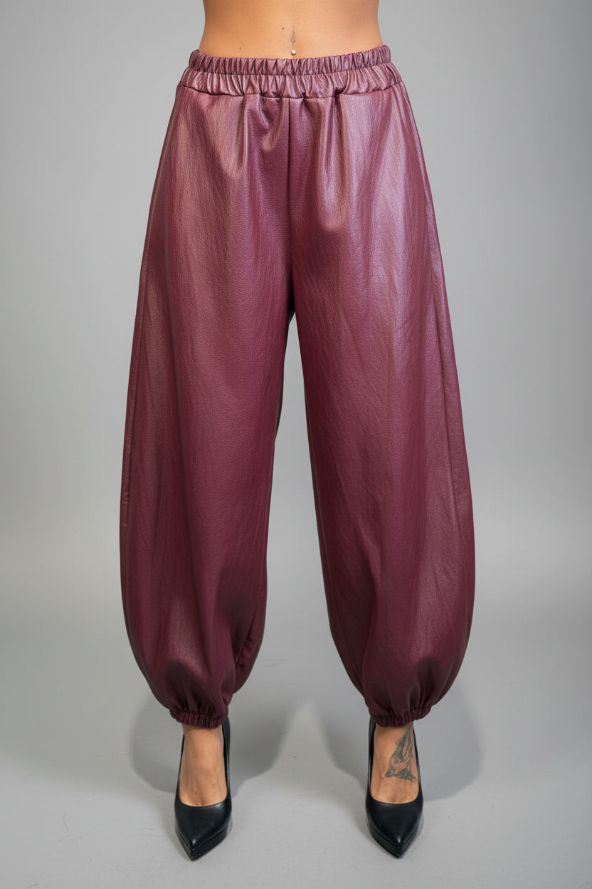 pantalone balloon in pelle - Dverso Fashion