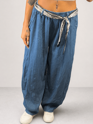 pantalone con cinta foulard - Dverso Fashion