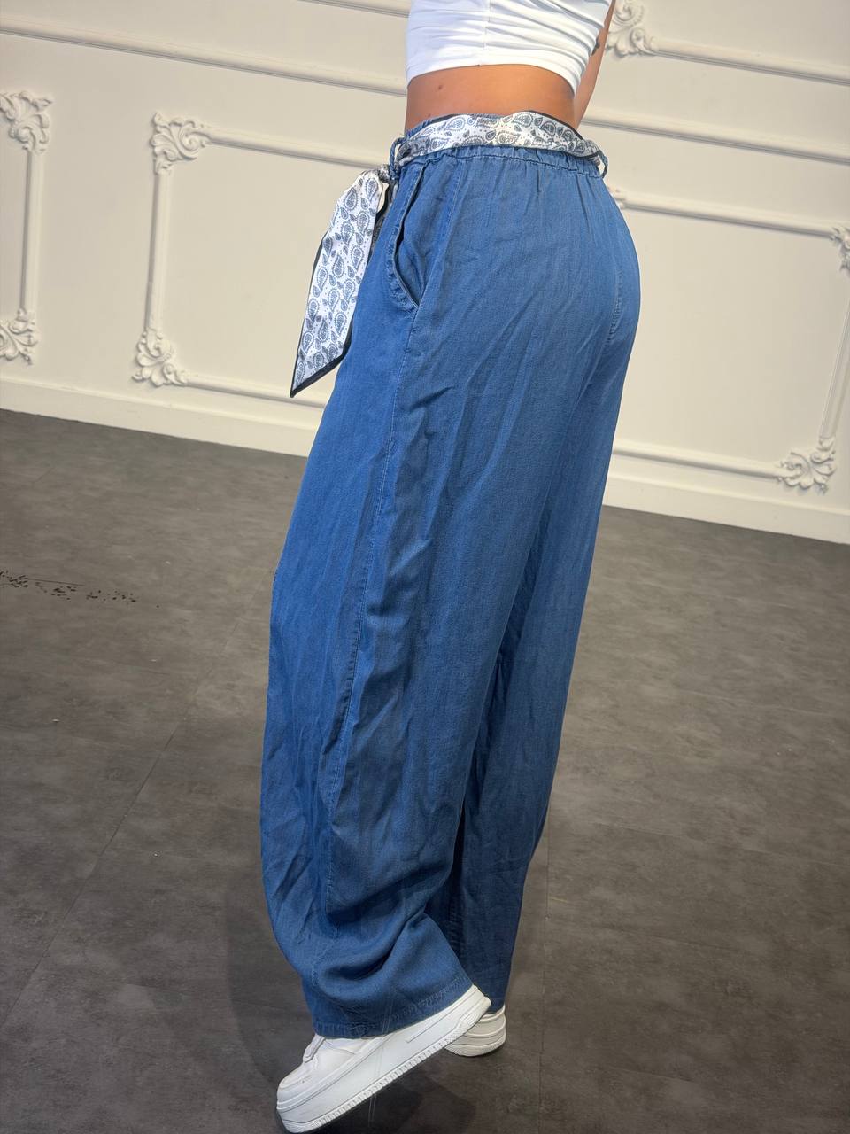 pantalone con cinta foulard - Dverso Fashion