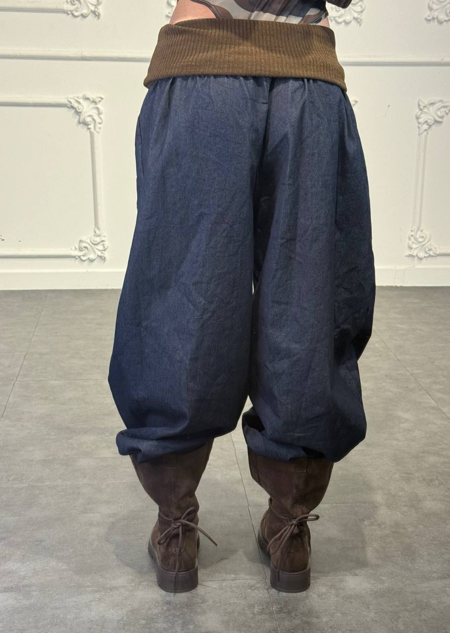 pantalone jeans con risvolto - Dverso Fashion