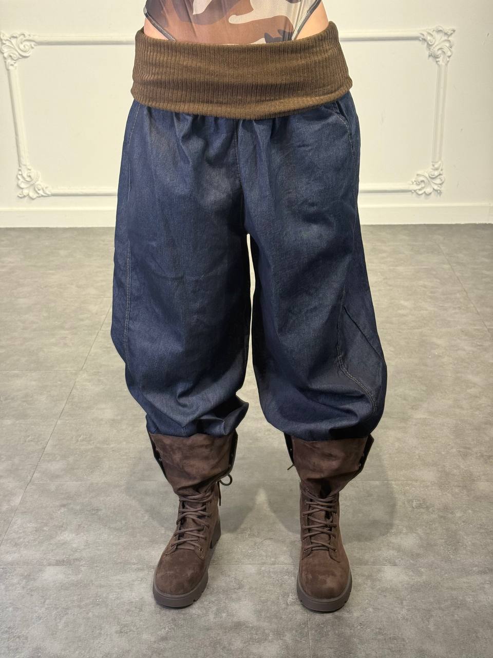 pantalone jeans con risvolto - Dverso Fashion