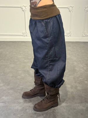 pantalone jeans con risvolto - Dverso Fashion
