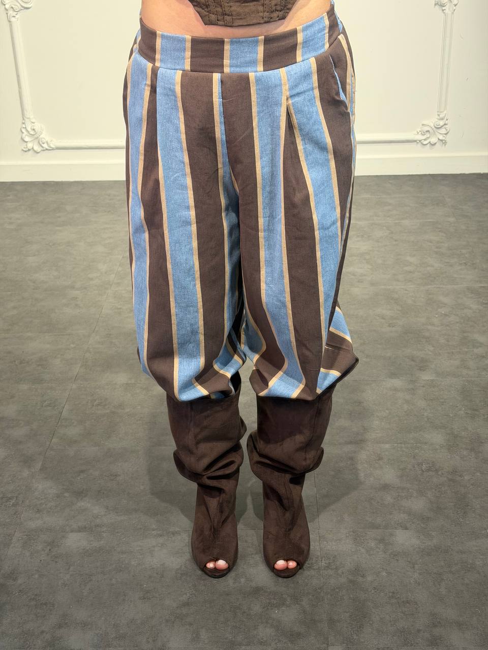Pantalone lino a righe - Dverso Fashion