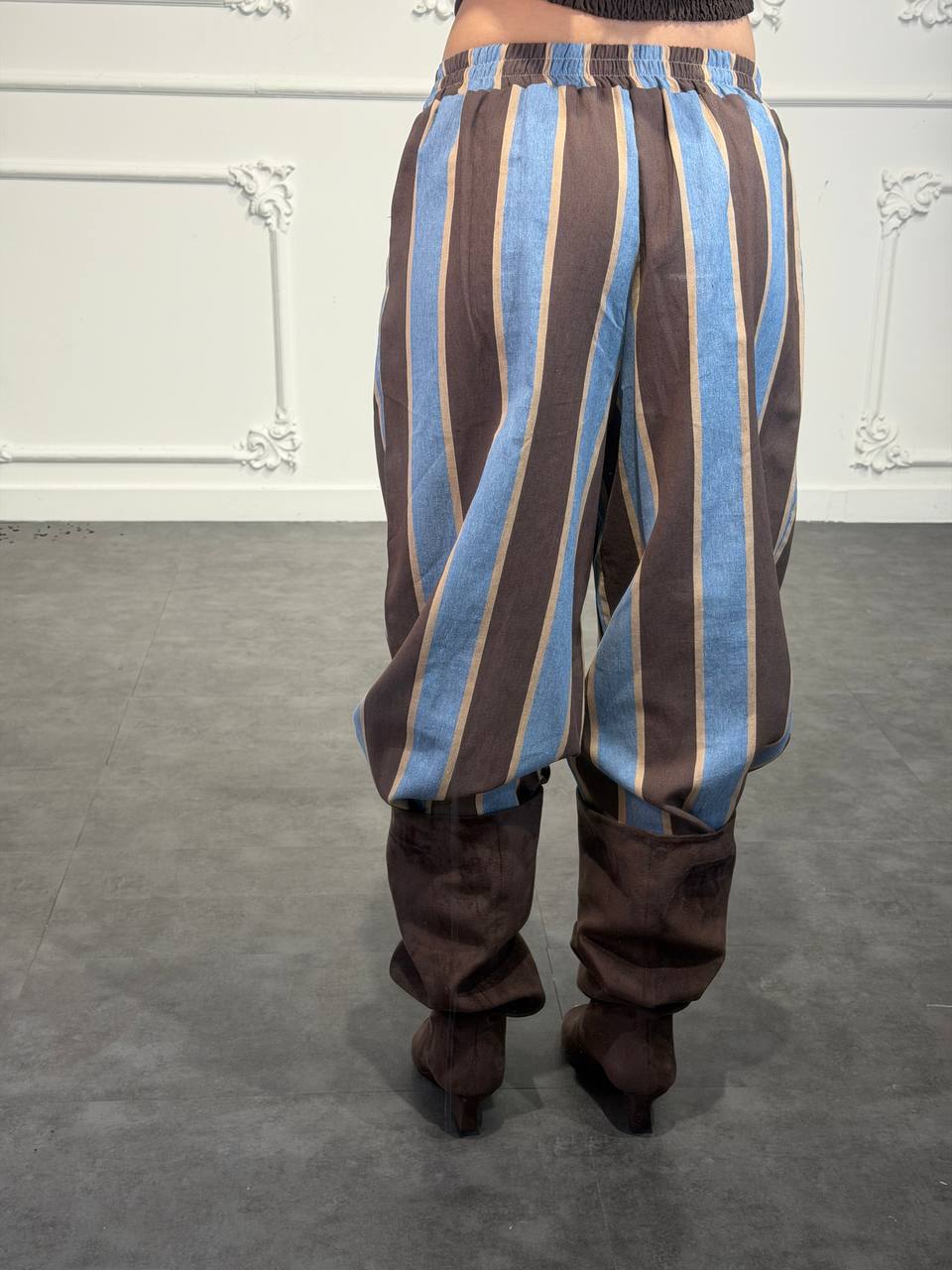 Pantalone lino a righe - Dverso Fashion