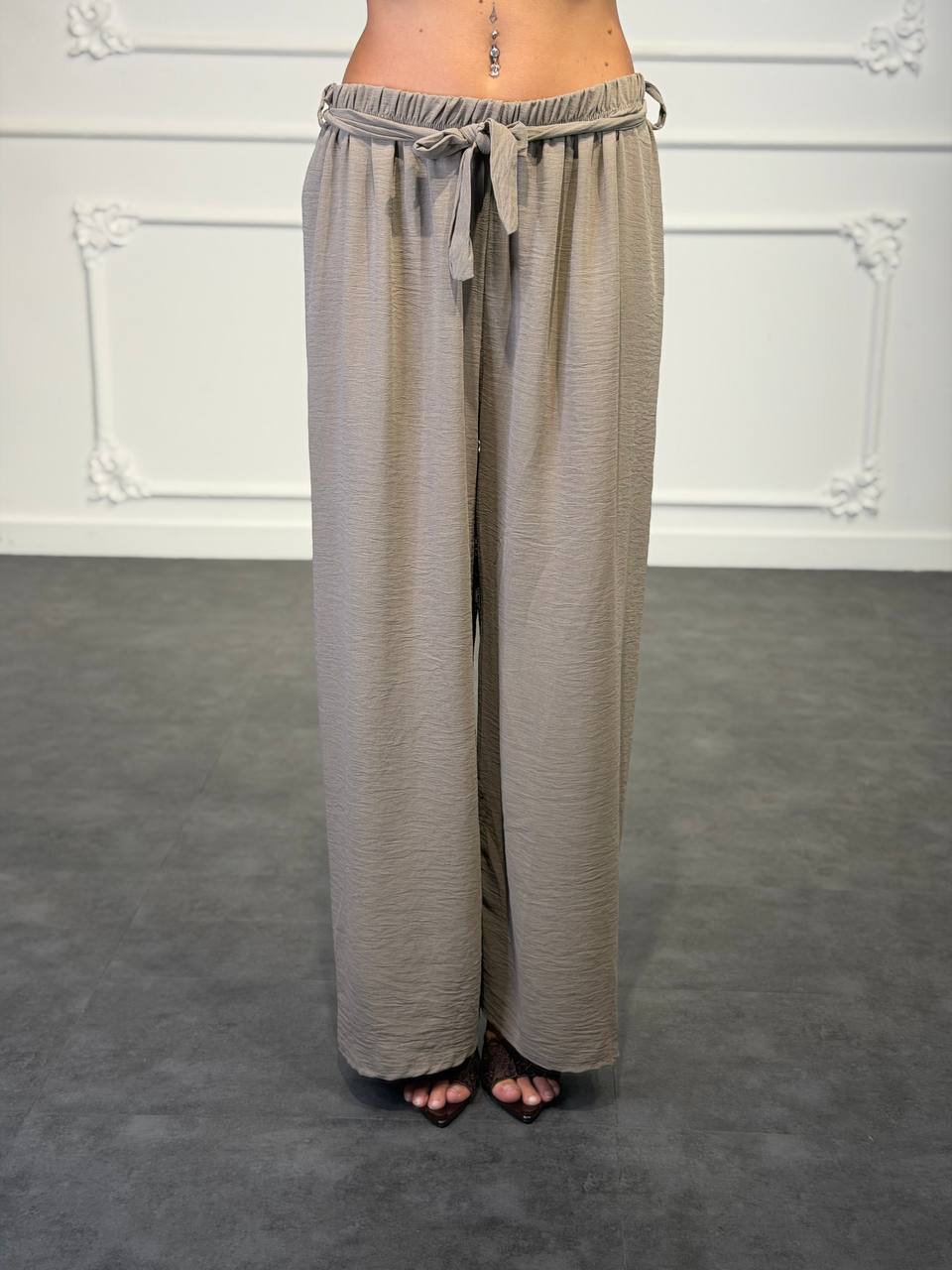 pantalone morbido con cintina - Dverso Fashion