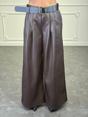 pantalone office in pelle - Dverso Fashion