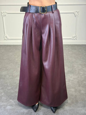 pantalone office in pelle - Dverso Fashion