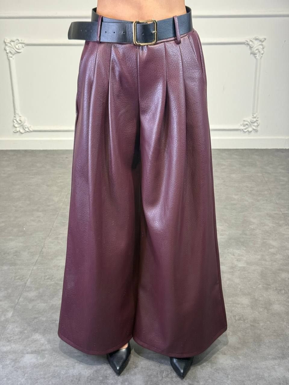 pantalone office in pelle - Dverso Fashion