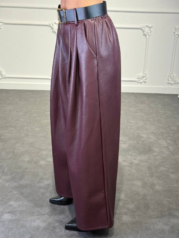 pantalone office in pelle - Dverso Fashion