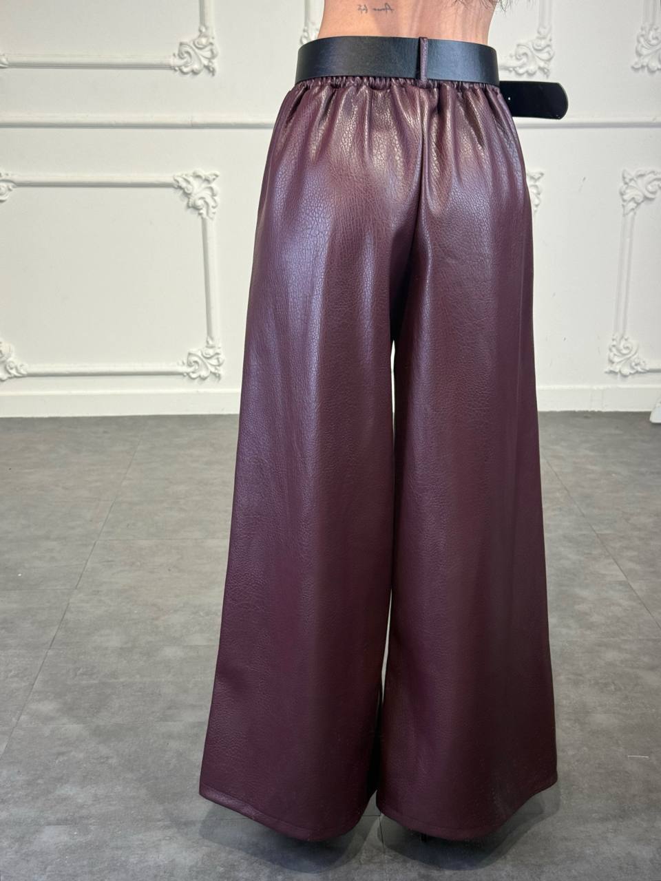 pantalone office in pelle - Dverso Fashion