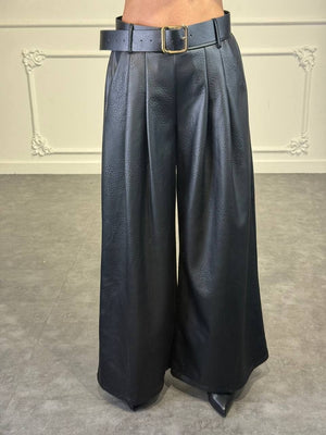pantalone office in pelle - Dverso Fashion