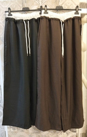 Pantalone palazzo con doppio elastico in vita e coulisse - Dverso Fashion