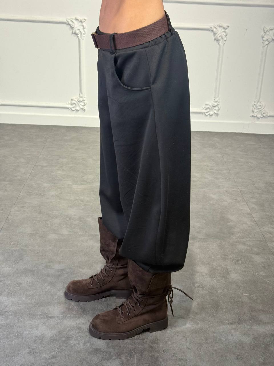 pantalone tessuto tuta noemi con cinta - Dverso Fashion