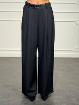 Pantaloni palazzo a vita alta con pinces e cintura inclusa - Dverso Fashion