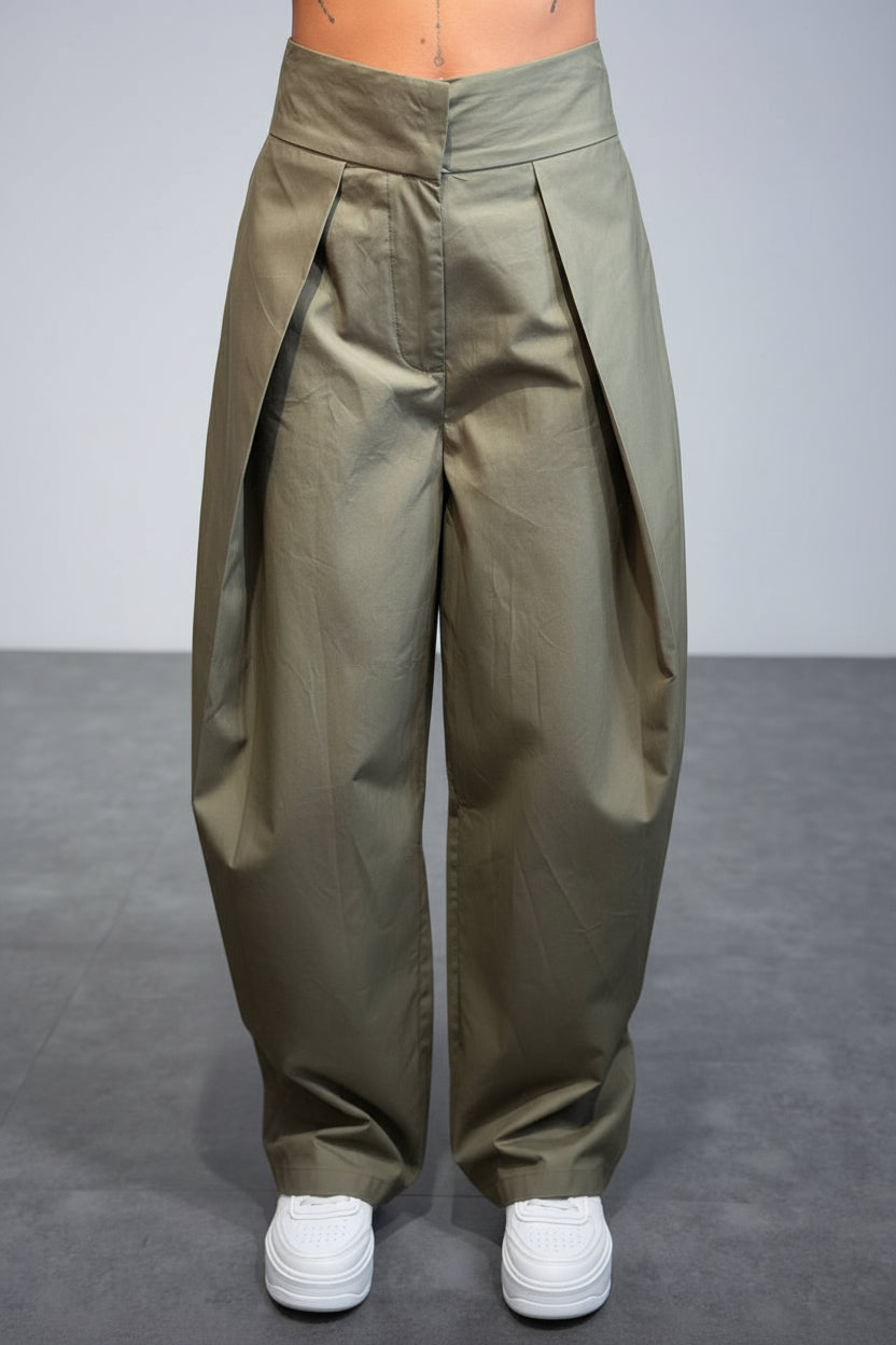 Pantaloni palazzo con drappeggio laterale - Dverso Fashion