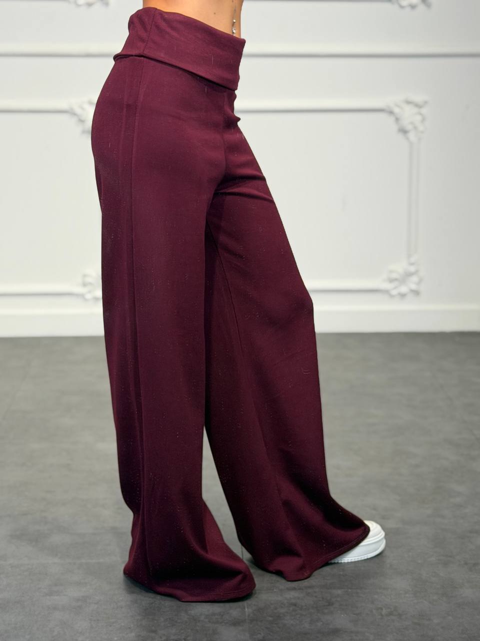 Pantaloni palazzo con vita alta e fascia risvoltata - Dverso Fashion