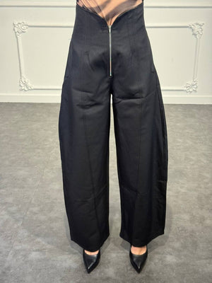 pantaloni palazzo vita alta con zip - Dverso Fashion