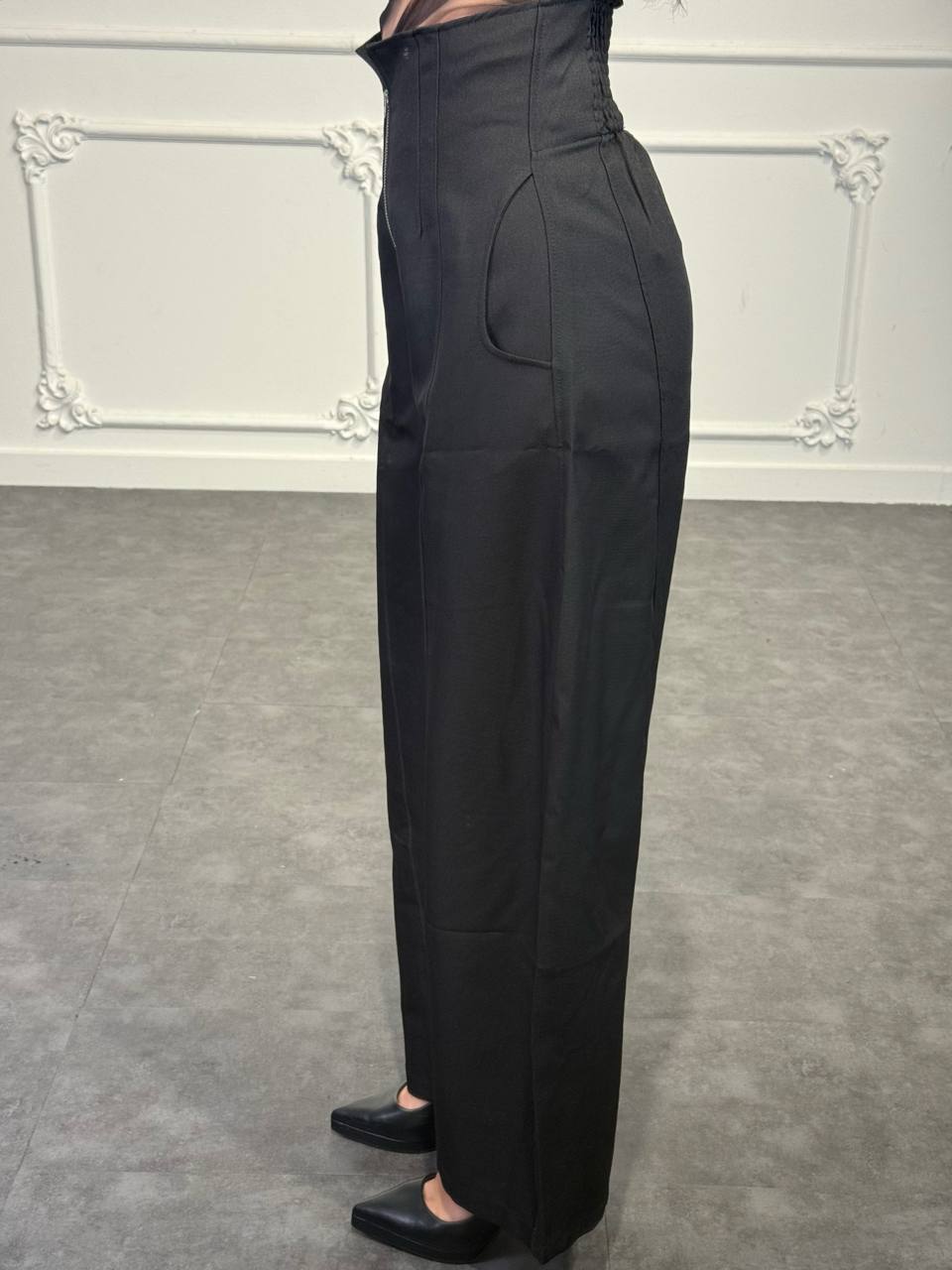 pantaloni palazzo vita alta con zip - Dverso Fashion