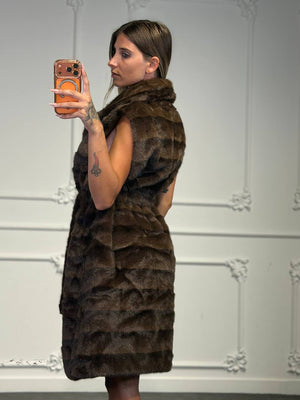 pelliccia smanicata lunga - Dverso Fashion