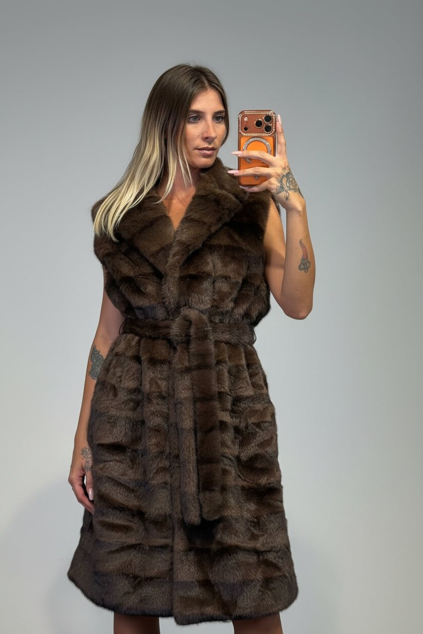 pelliccia smanicata lunga - Dverso Fashion