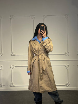 Trench lungo doppiopetto con camicia integrata