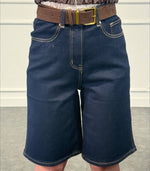 Bermuda in denim a vita alta con cintura
