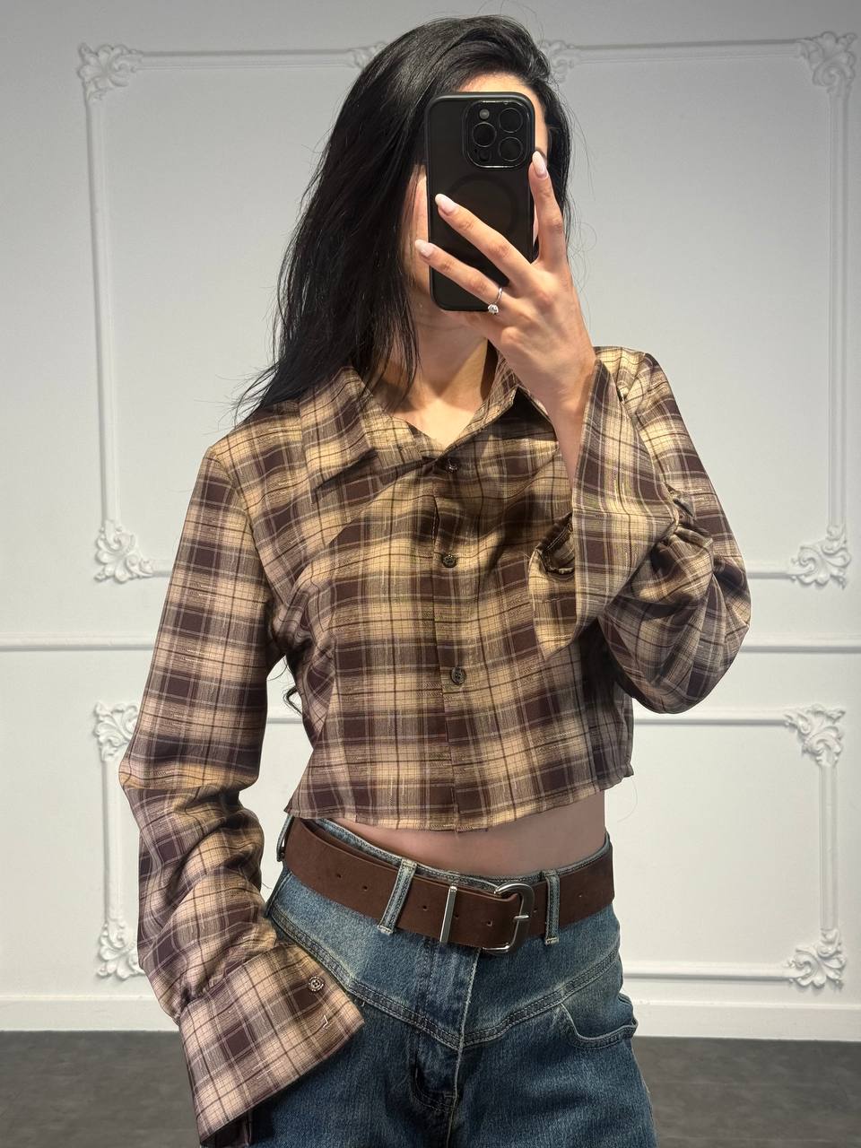 Camicia cropped a quadri