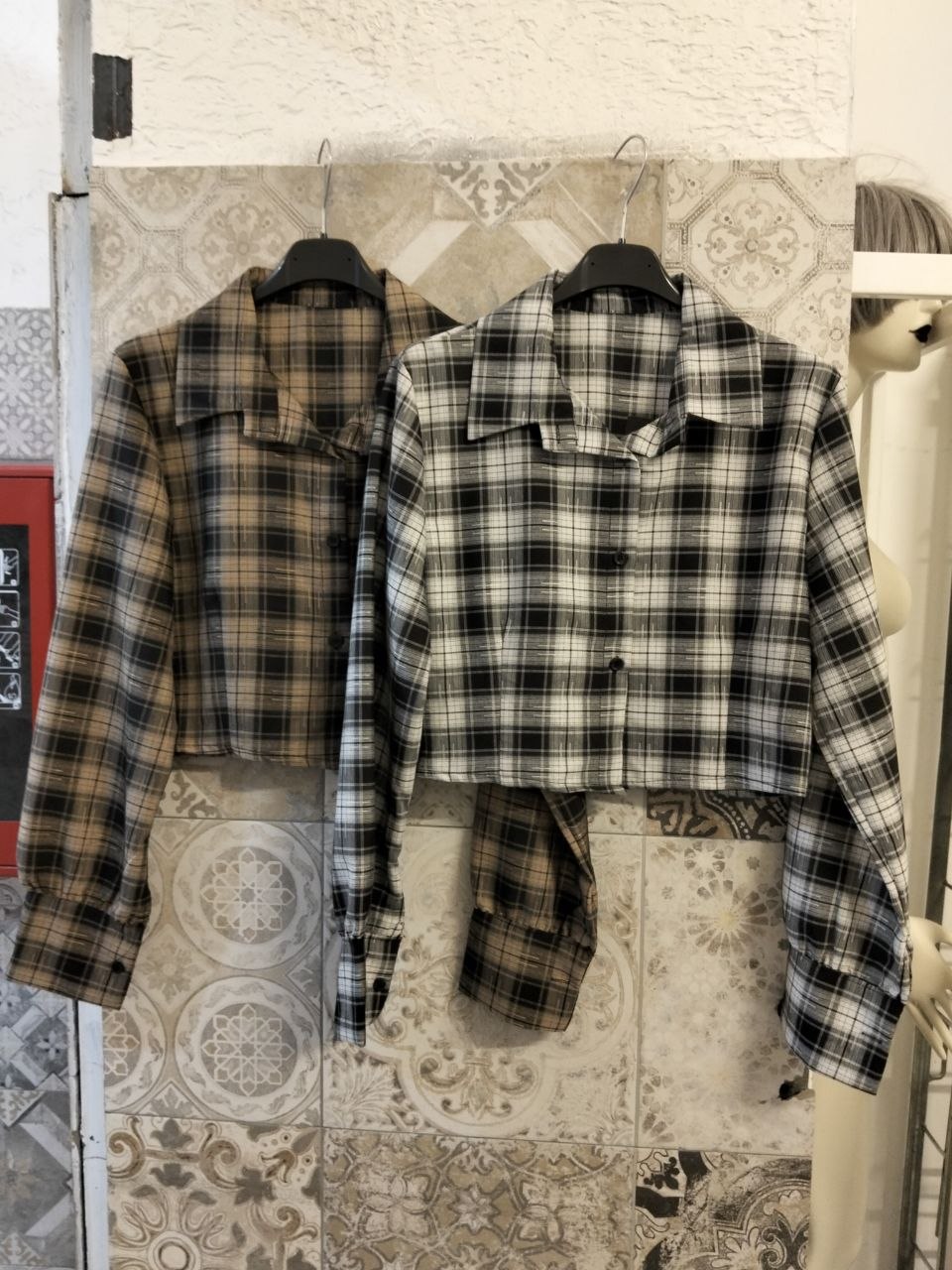 Camicia cropped a quadri