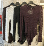 Body in pizzo traforato con maniche lunghe
