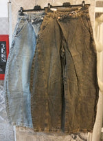 Jeans balloon a vita alta con cuciture sagomate