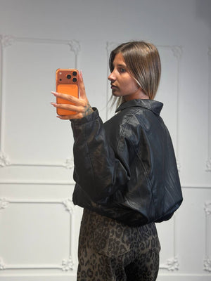 Giacca effetto pelle con zip frontale