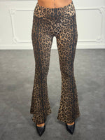 Pantalone flare animalier con vita alta