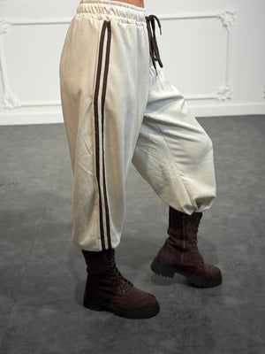 Pantalone jogger con bande laterali, coulisse in vita e gamba morbida