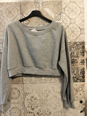 Felpa cropped con scollo ampio