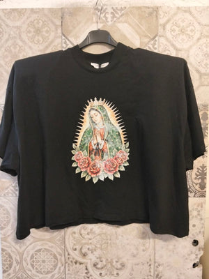 Maglia cropped oversize con stampa