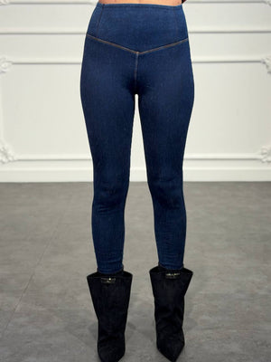 Leggings effetto denim a vita alta
