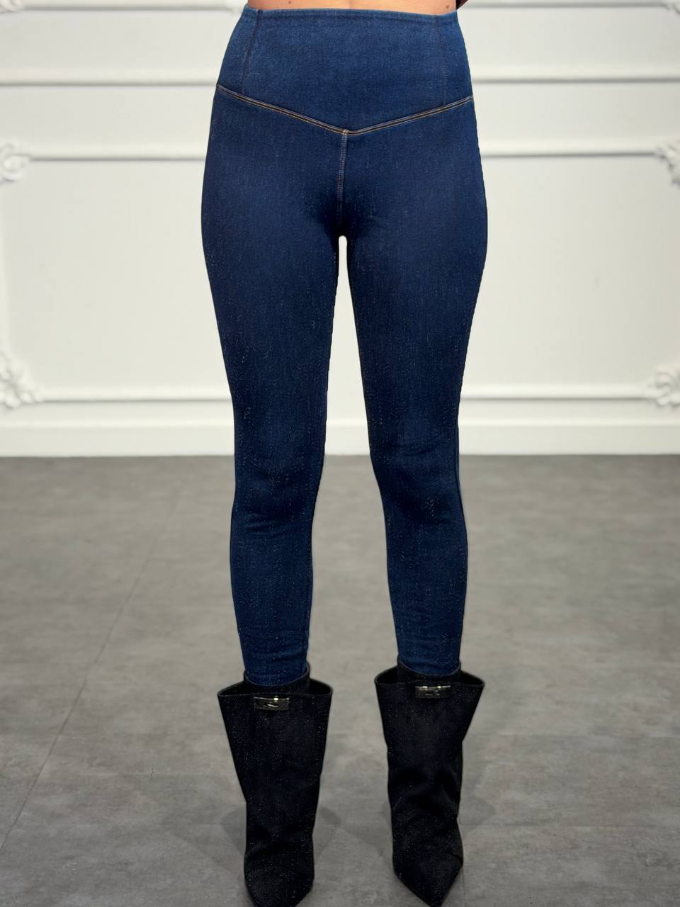 Leggings effetto denim a vita alta