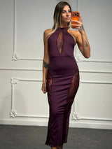 Abito lungo con scollo halter
