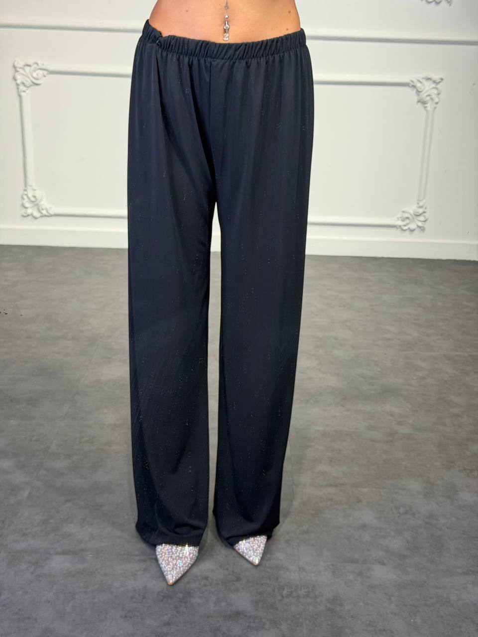 Pantaloni Palazzo Velati con Fodera Interna e Vita Elasticizzata