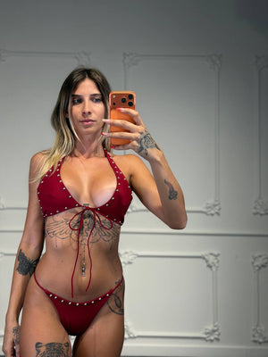 Costume Triangolo con Borchie e Lacci Frontali
