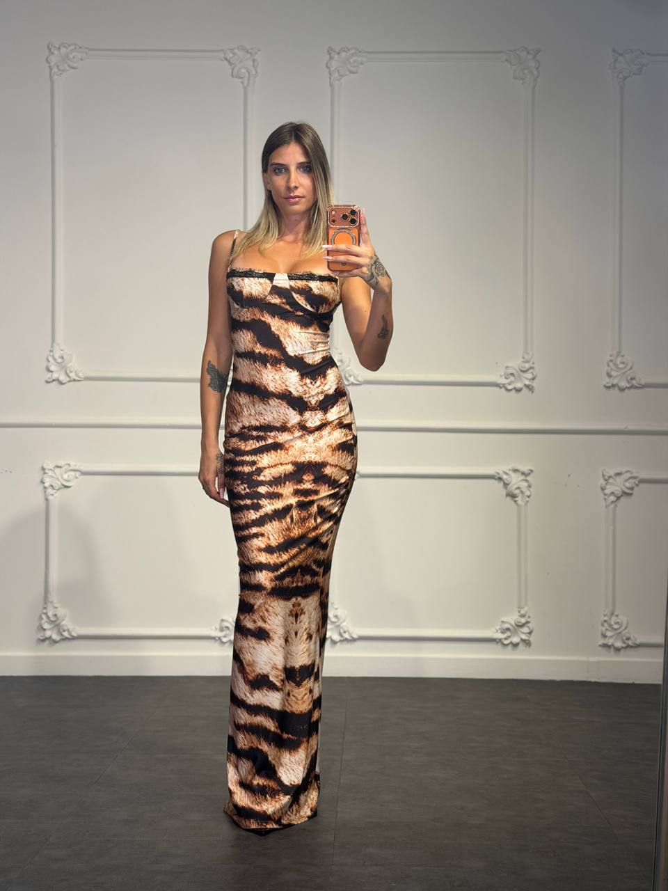 abito lussuria animalier lungo