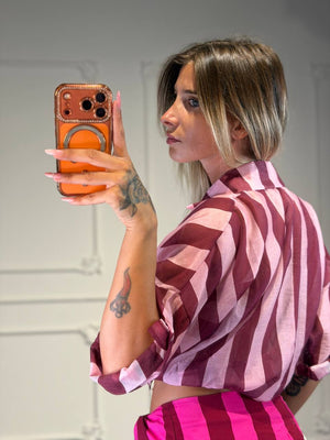 camicia velata a righe grandi