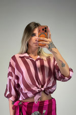 camicia velata a righe grandi