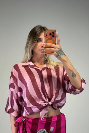 camicia velata a righe grandi