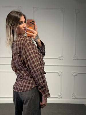 camicia quadri con strass