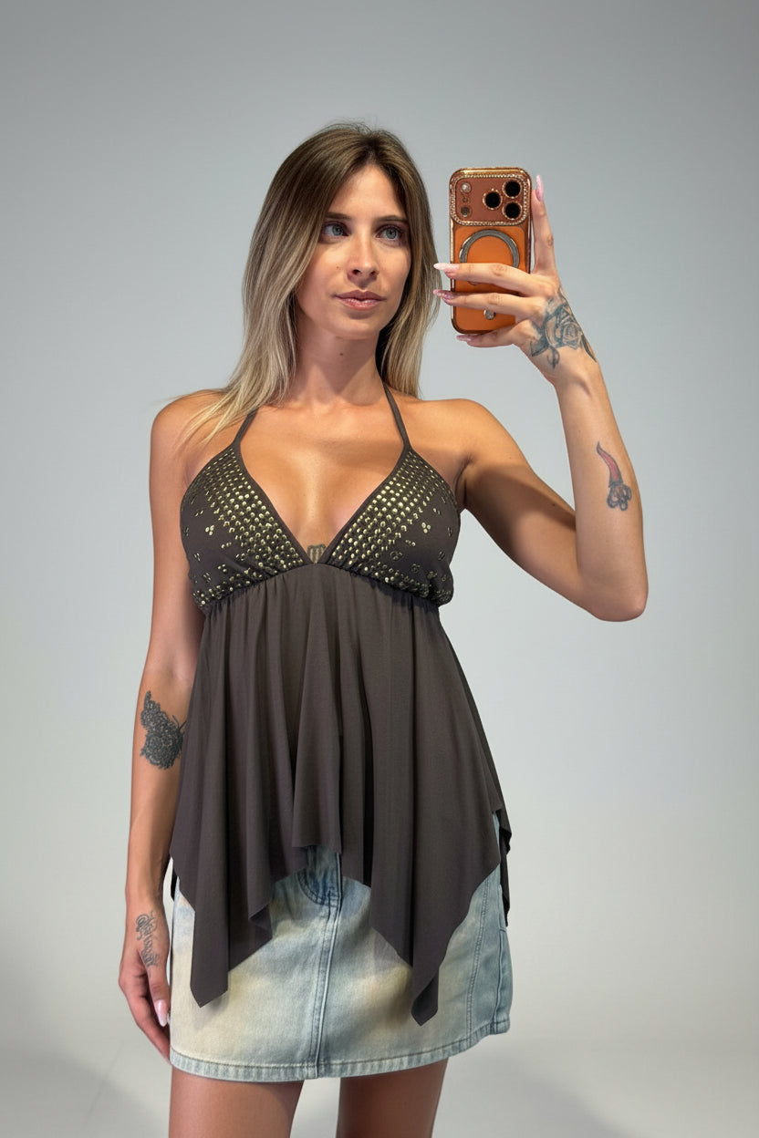 top gitan con dettagli oro