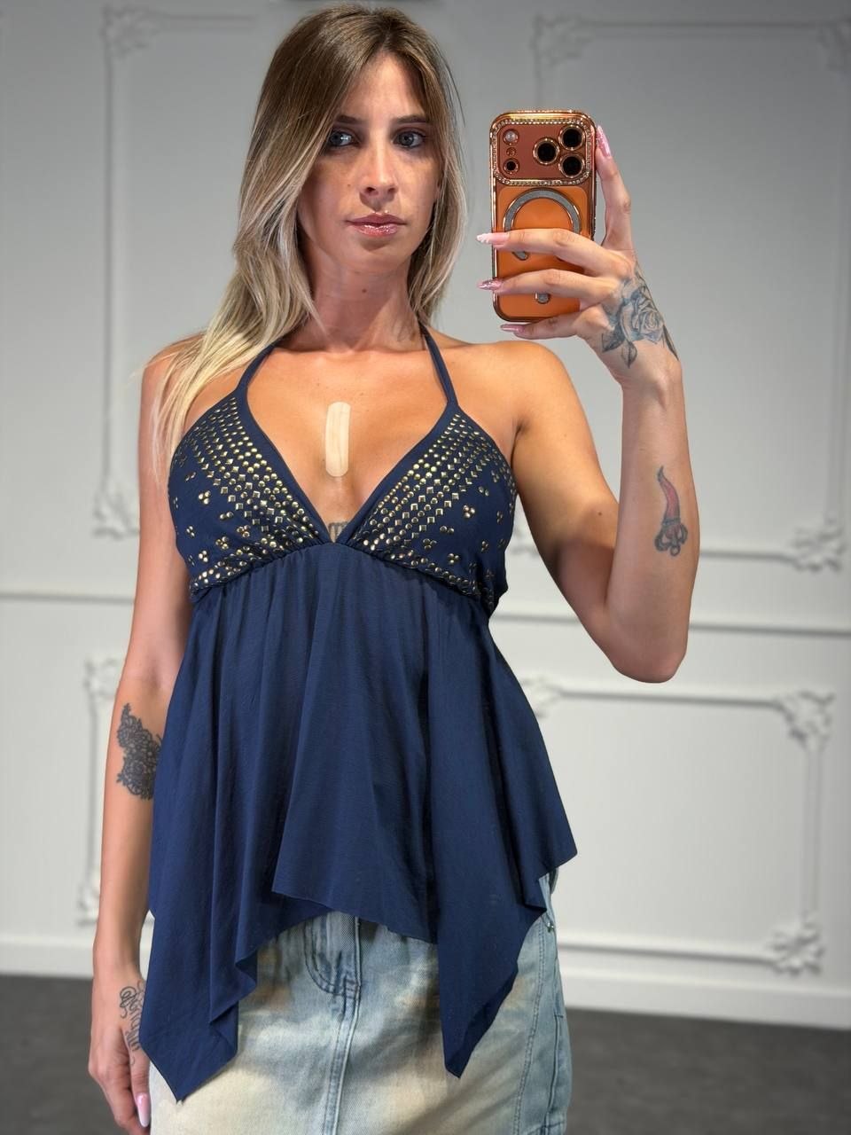 top gitan con dettagli oro